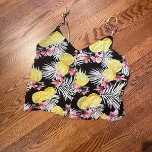 Size Medium Black and Yellow Floral Print Camisole